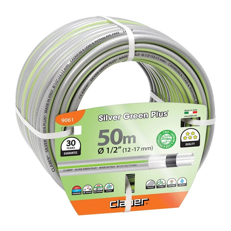Claber Silver Green Plus 50m Hose - 9061 1 Claber Silver Green Plus 50m Hose - 9061