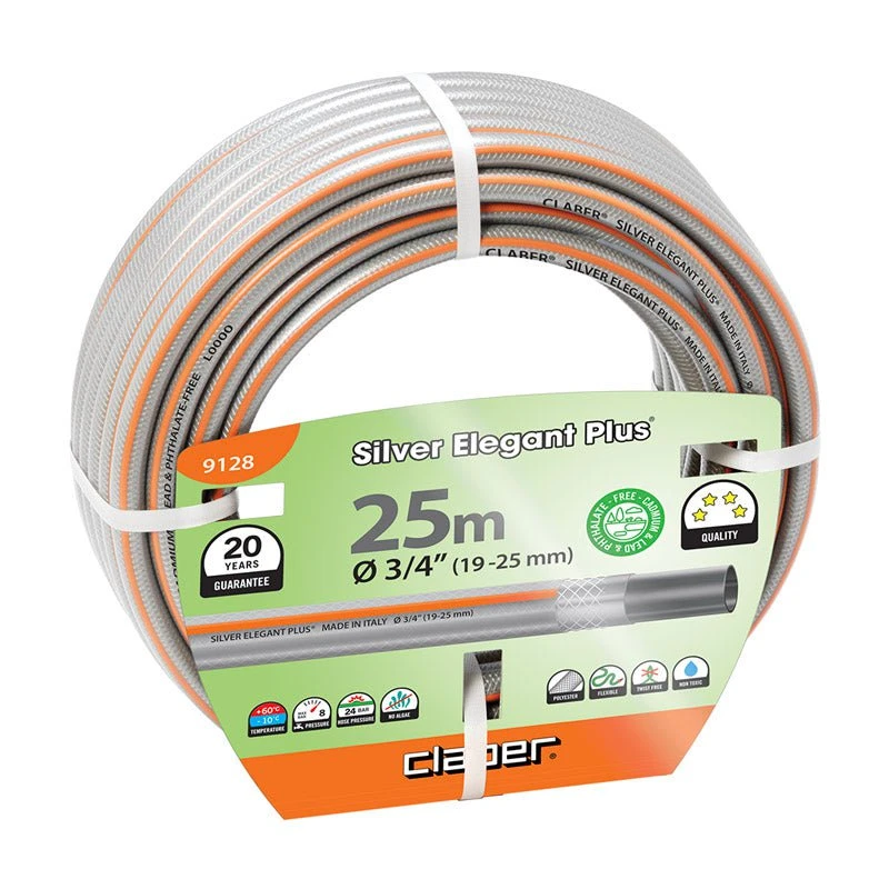 Claber Silver Elegant Plus 3/4" Hose 25m - 9128 1 Claber Silver Elegant Plus 3/4" Hose 25m - 9128