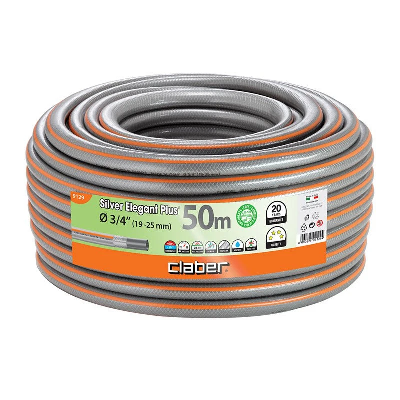 Claber Silver Elegant Plus 3/4" Hose 50m - 9129 1 Claber Silver Elegant Plus 3/4" Hose 50m - 9129